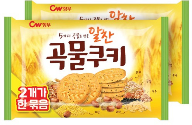 청우식품 알찬곡물쿠키, 200g, 2개