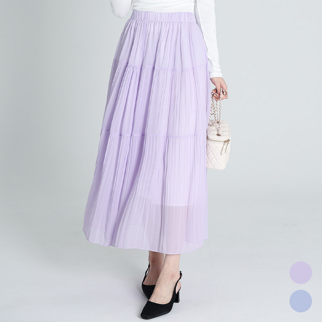 Moirbella 女款彩色百褶鬆緊腰長裙 P26SS2-A2630