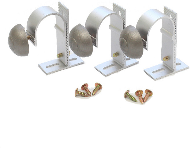 휴안 커튼봉 높이 조절 브라켓 35mm 3p + 나사 6p, 실버, 1세트