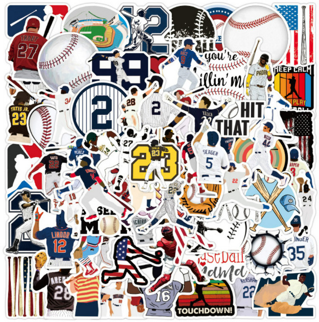 트래블큐브 방수 리무버블 여행가방 스티커 야구 100종 세트, 혼합색상, 1세트