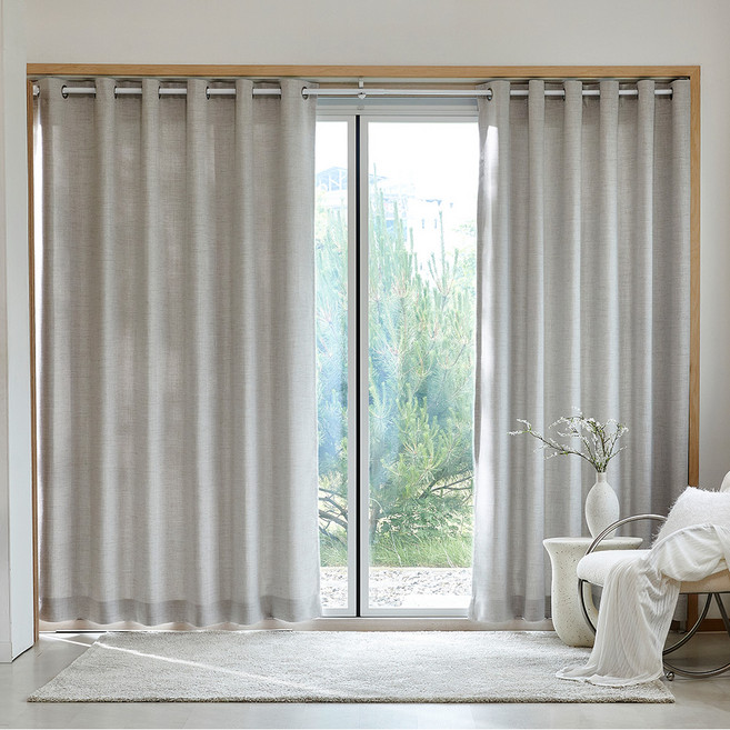 모던하우스 루밍 생활암막 아일렛형 긴창문커튼 2개