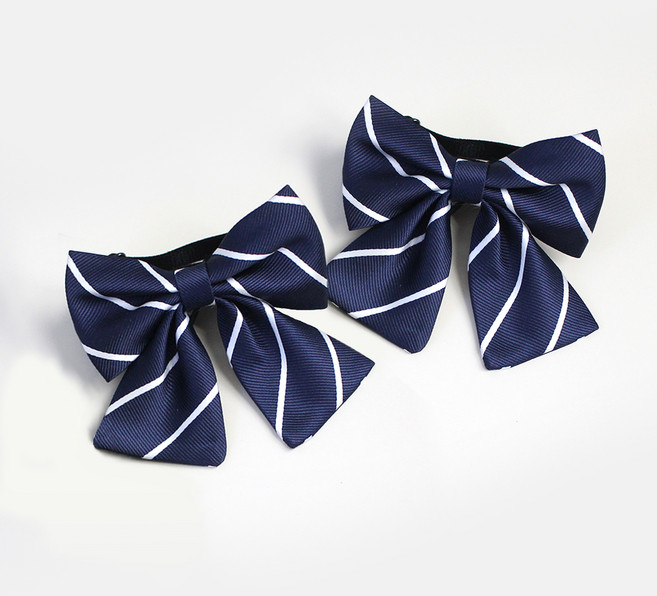 여아용 줄네이비 나비 리본 타이 보타이 2p