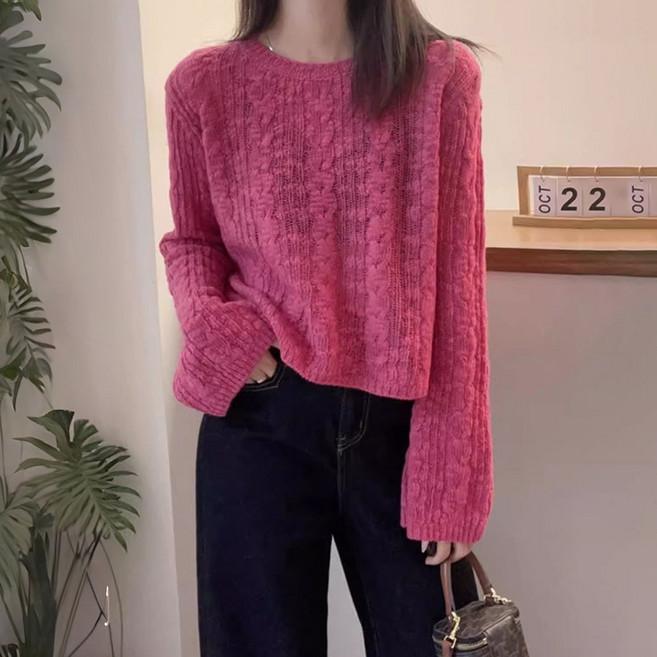 메이첼 여성용 르센트 크롭 니트 긴팔티 10946