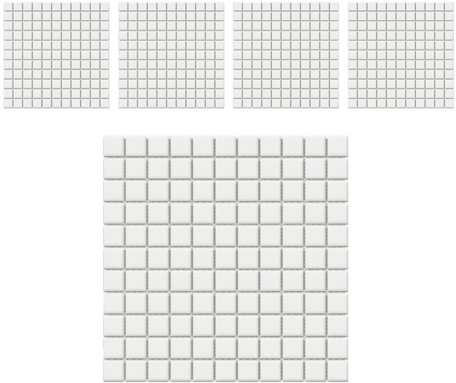 모네스페스 자기질 모자이크타일 25mm, 화이트 무광, 5개