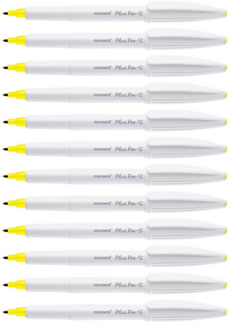 모나미 프러스펜 S, 네온 옐로우, 12개