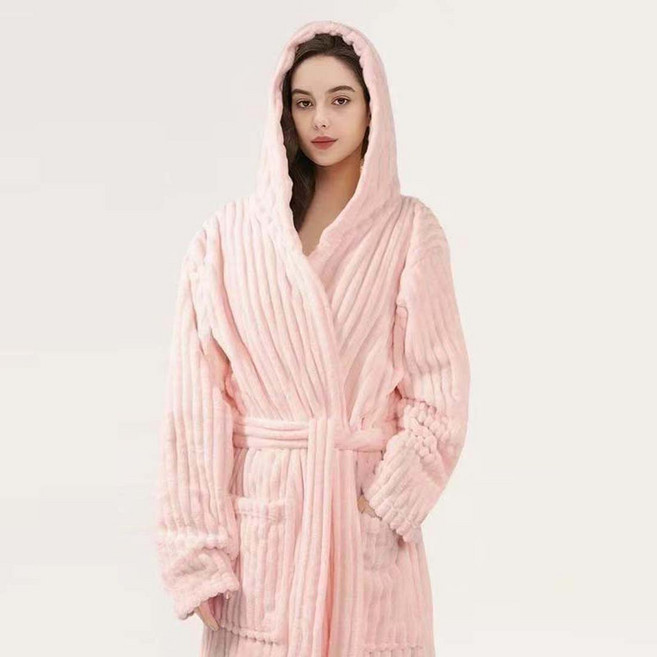 투이스타 여성용 극세사 후드 목욕 나이트 가운