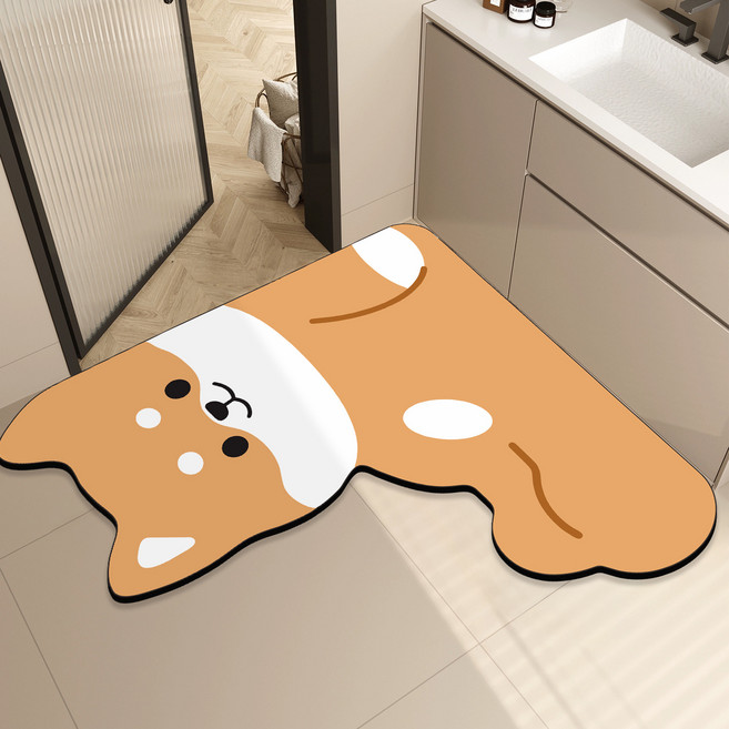 XTER U型乾式浴室廚房多用途珪藻土地墊 可愛F, 混合色