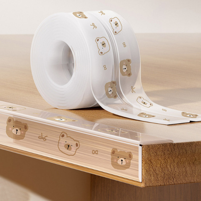 아이끌레 캐릭터 플랫 패턴 모서리 보호대 곰돌이, 투명, 1개