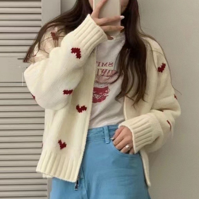 메이첼 여성용 셀레스트 하트 데일리 도톰 니트 가디건 11593