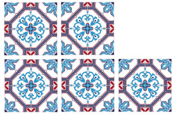 카페 욕실 주방 현관 인테리어 북유럽 접착식 반영구 PVC 데코 타일 스티커 5p, NO 7