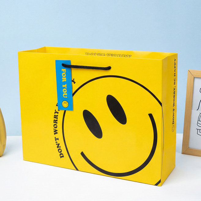 좋은기븐 스마일 쇼핑백, 옐로우, 5개