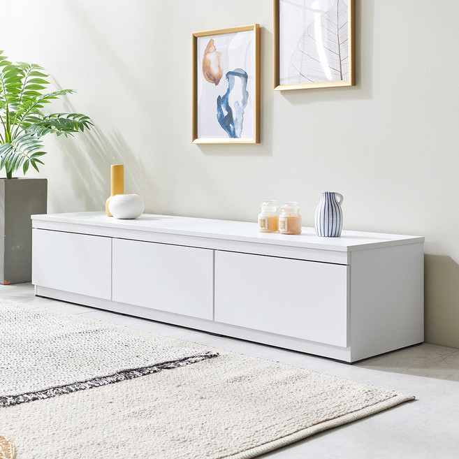 가이온 베이직 서랍형 거실장 1500 방문설치, 화이트