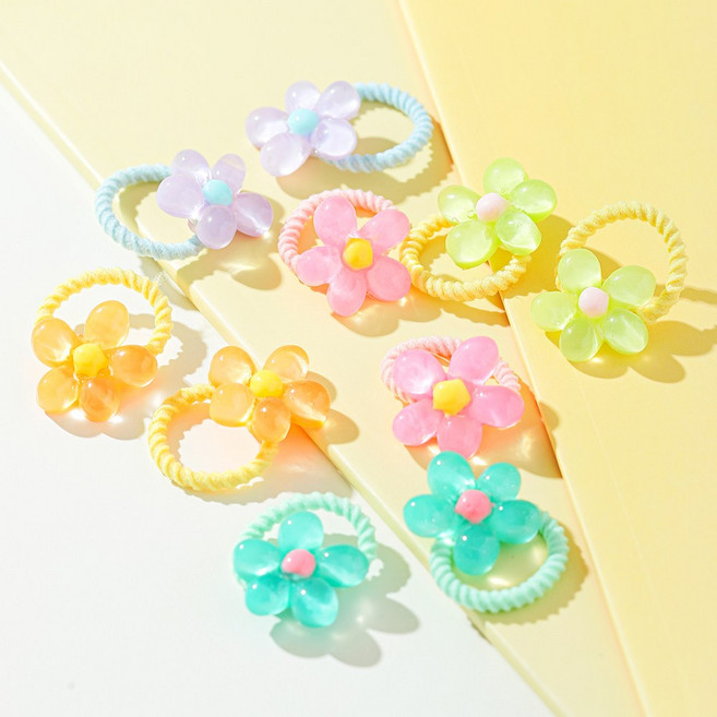 아기코끼리 쁘띠글로우 머리끈 5종 x 6p 세트 플라워