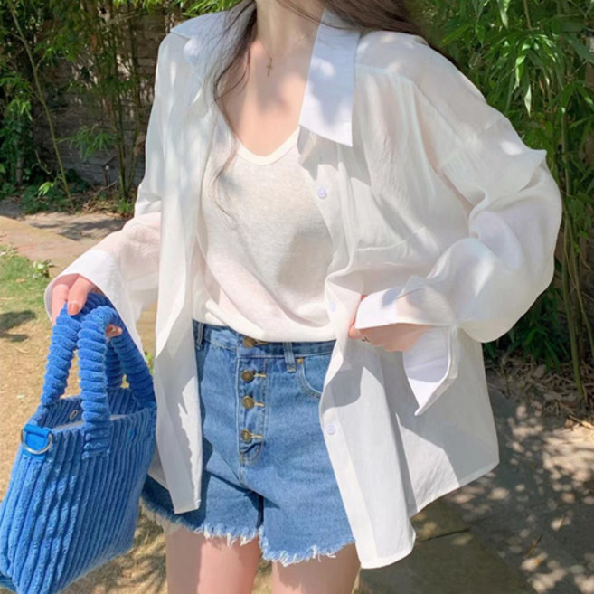 아이캔심플 여성용 스트리트 루즈핏 캐주얼 데일리 셔츠