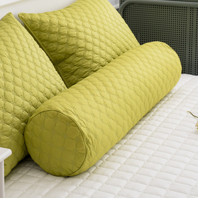 아이닉스 순면100 롱 원형 누빔 바디필로우커버 솜포함, 올리브