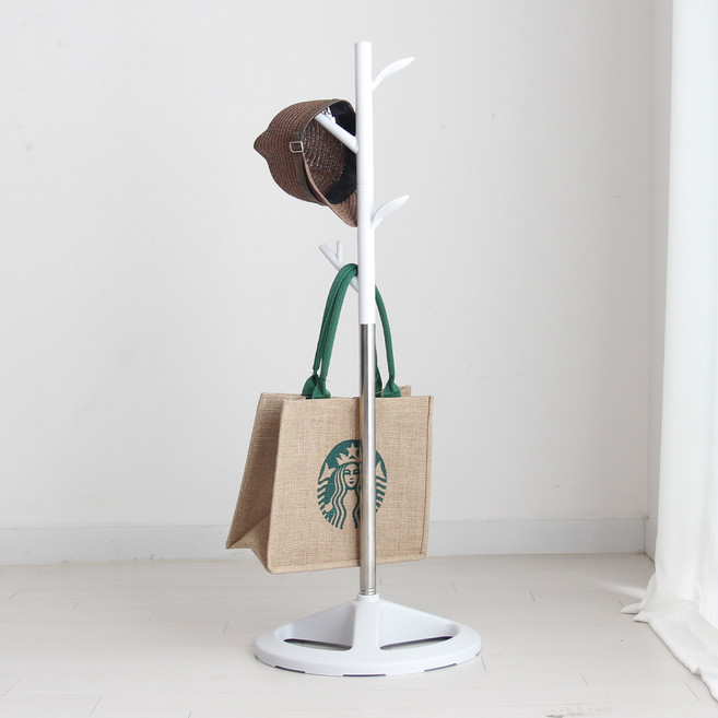 올리빙 국내산 스탠드 가방걸이 나무형, 화이트