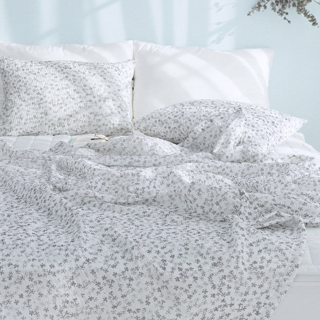 스코홈 눈꽃 냉감 시어서커 홑이불 + 베개커버 세트