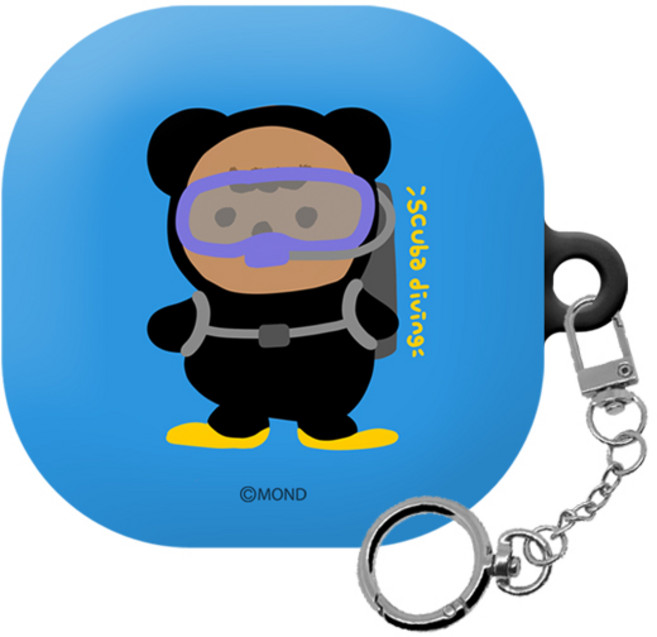 호두곰 시리즈 갤럭시 버즈 프로 / 라이브 하드 케이스 + 키링, 스쿠버 호두곰, 1개