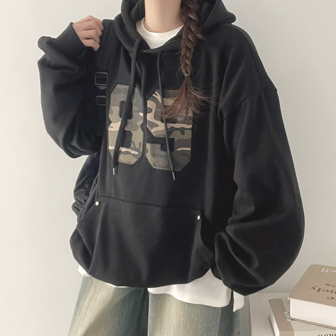 위드후이린 카모 패치 오버핏 후드