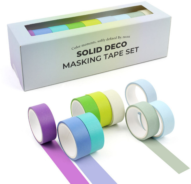 리코즈 솔리드 데코 마스킹 테이프 15mm x 3m 9종 세트, 포레스트, 1세트