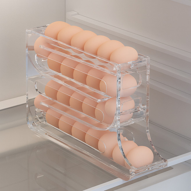 바른리빙 스르륵 자동 계란보관함, 투명, 1개