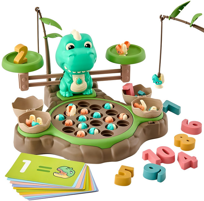 AttiRabbit 恐龍數字遊戲釣魚玩具套組, 1組, 多色