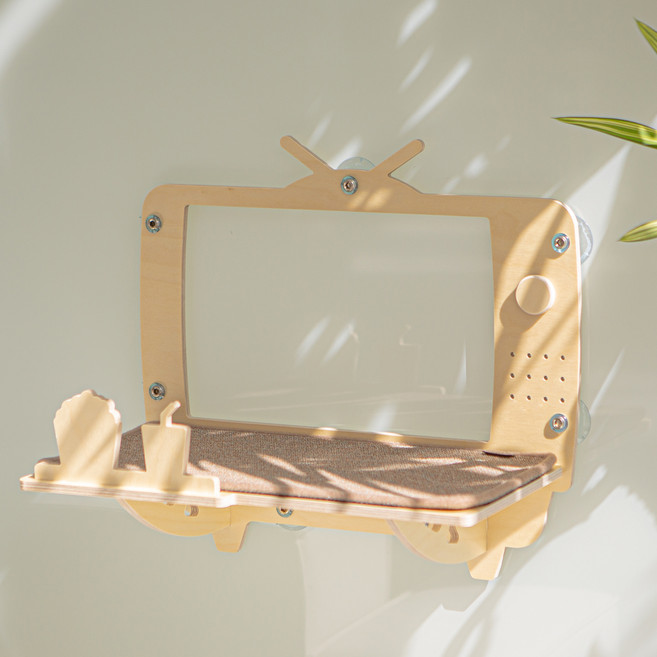 모넬로 고양이 냥플릭스 원목 캣타워 창문 선반 대형 캣워크 GO23098, 오트밀, 1개