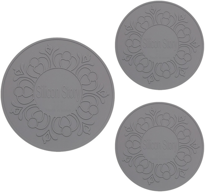 실리콘스토리 국내 제조 인덕션 커버 대 + 소 2p, 그레이, 1세트