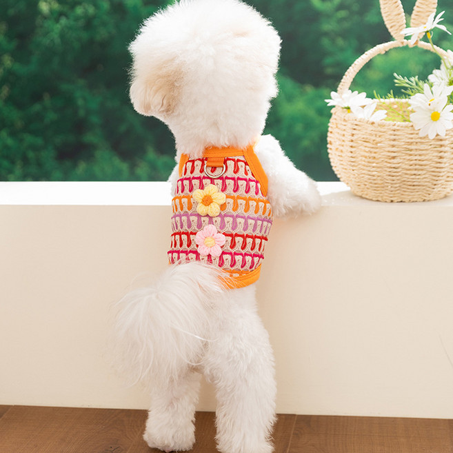 아티펫 반려동물 플로럴 패턴 시원한 견인 조끼, 레드, 1개