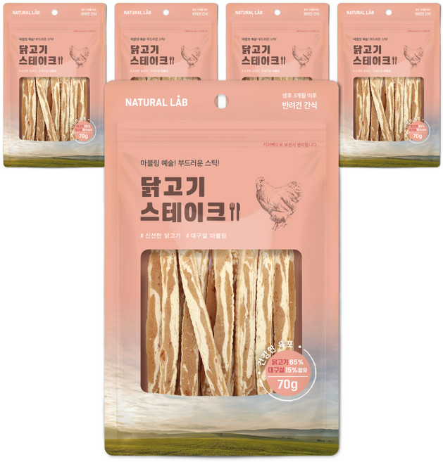 네츄럴랩 강아지 건강한육포 스테이크, 70g, 5개, 닭고기