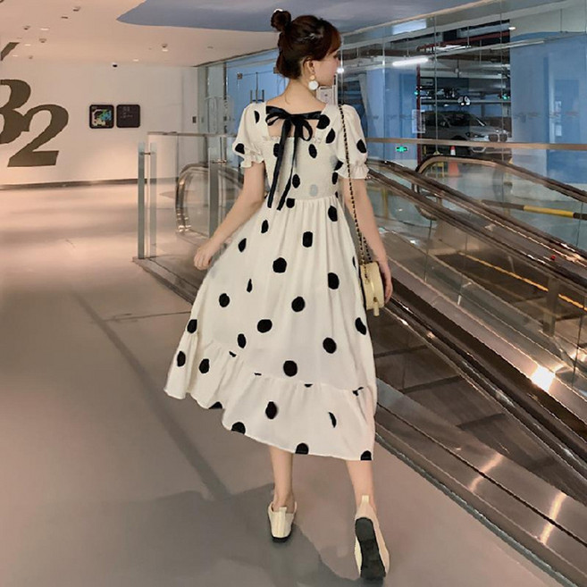 피어니스트 폴카 도트 쉬폰 롱원피스 빅사이즈 포함
