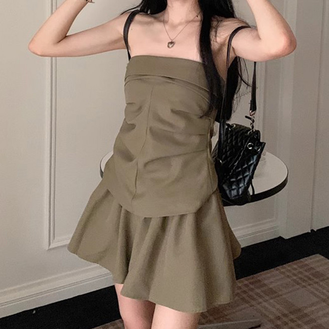 젤루나 튜브탑 미니 스커트 투피스 세트 OP-03