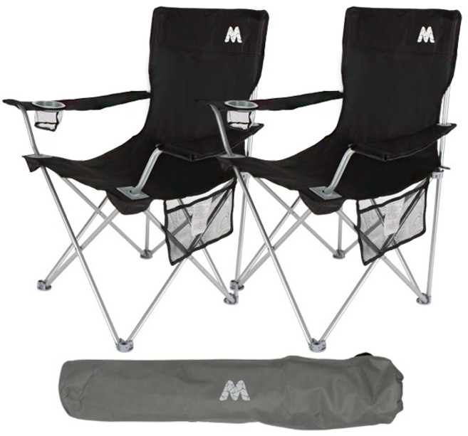 몽구스 와이드 접이식 캠핑체어, 블랙, 2개