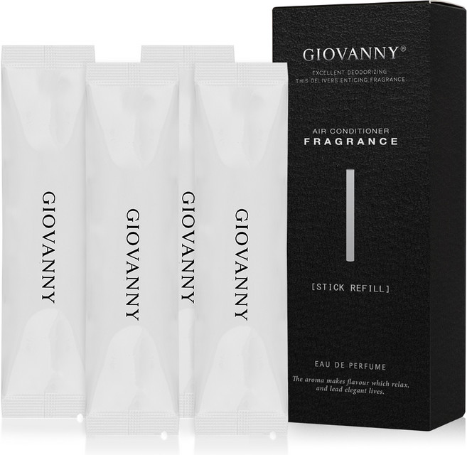 GIOVANNY 차량용 파워스틱 디퓨저 리필, 화이트머스크, 4개