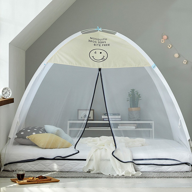 디오 원터치 모기장 프리미엄 지붕형 스마일 O-2 + 보관가방 랜덤발송 + 구멍패치 랜덤발송 세트, 혼합색상