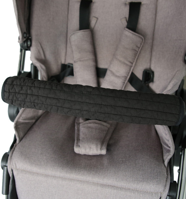 맘스포유 M4U 패브릭 100수 누빔 자수 유모차 안전바 커버, 블랙 무지, 1개