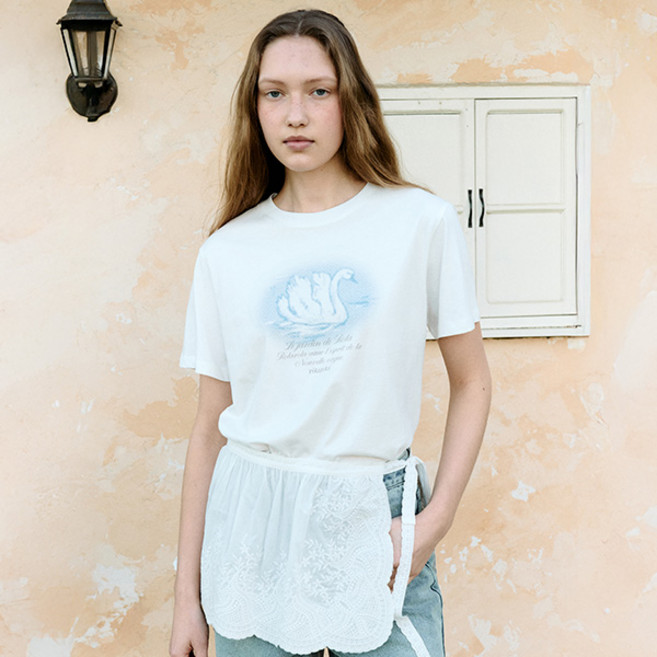 로라로라 여성용 스완 그래픽 티셔츠