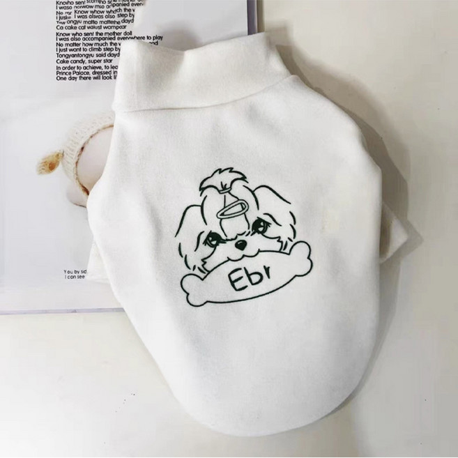 코코스튜디오 반려동물 꽃님이 폴라 기모 티셔츠, 화이트, 1개