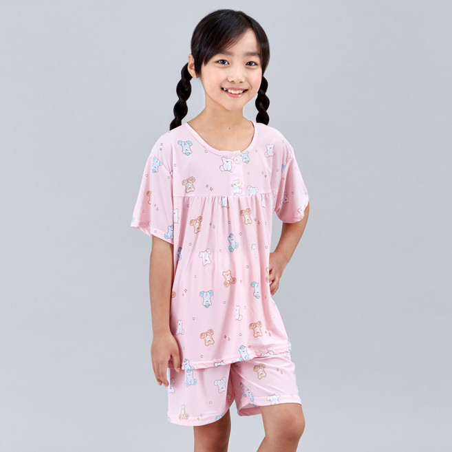 폭스클럽 파티베어 통기성 냉감 반팔잠옷 상하의 세트