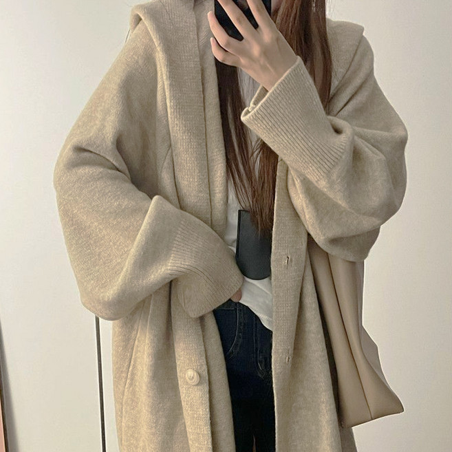 페이퍼먼츠 여성용 멀린 루즈 벌룬 핏 후드 롱 가디건 13016