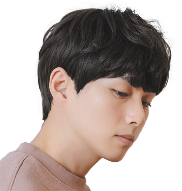 남성용 스왈로펌 통가발 M, 내츄럴블랙, 1개