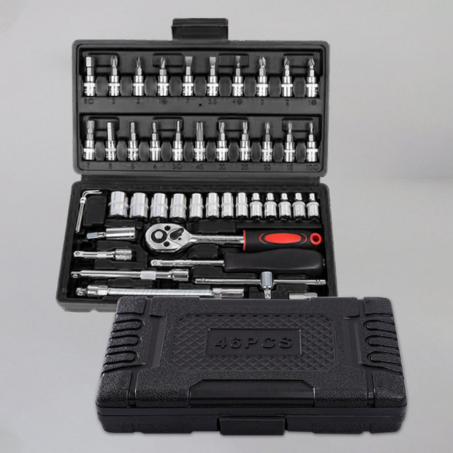 어반카 차량용 다용도 복스알 소켓렌치 46종 세트, 블랙, 1세트
