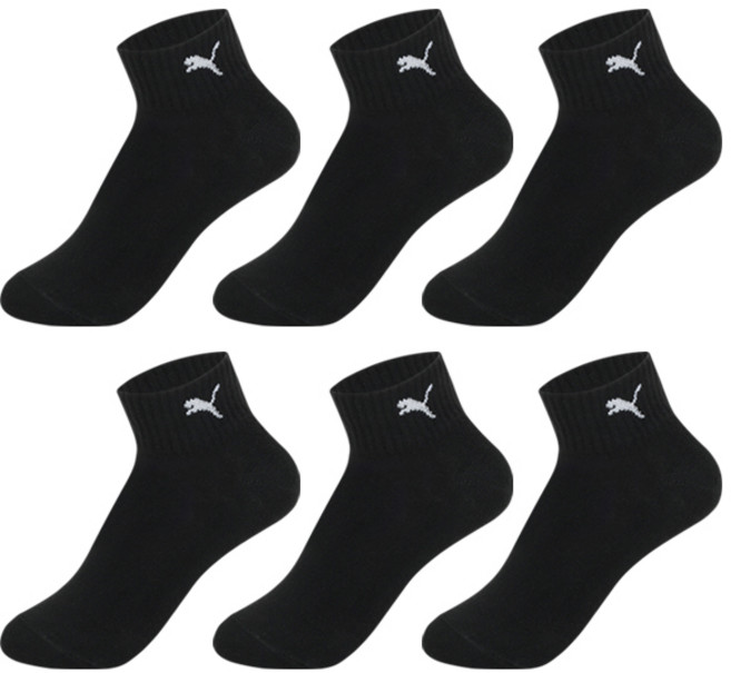 푸마 남성용 기능성 단목 스포츠 양말 6켤레 세트, 블랙, 1세트