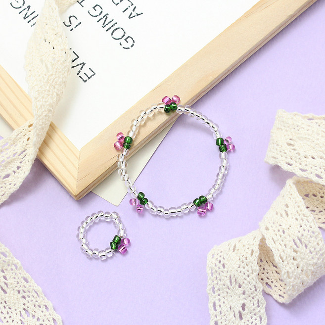 체리팜 비즈 팔찌 + 반지 세트