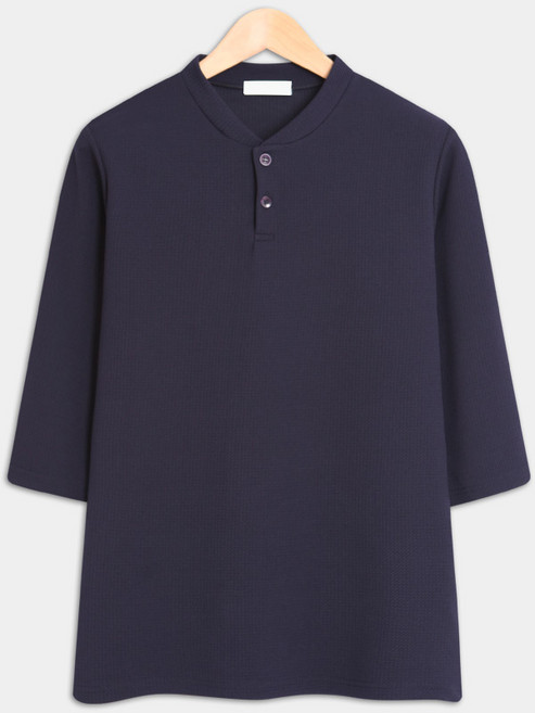 탑보이 엠보 헨리넥 7부 반팔 티셔츠 RT772