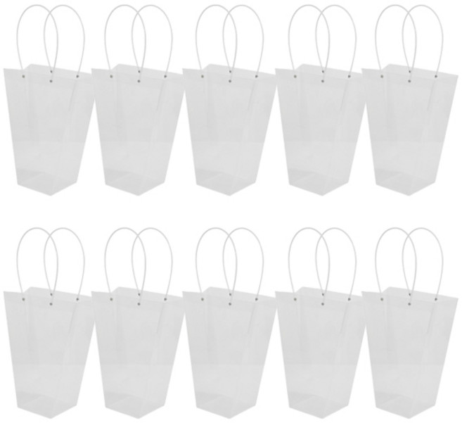 ABM 꽃 쇼핑백, 투명, 10개