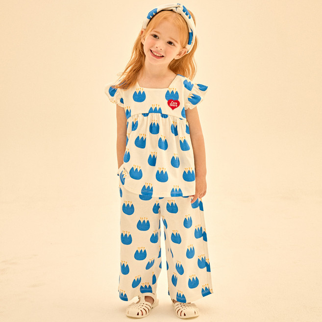 케어베어 여아용 러블리 프릴 민소매 와이드 상하의 세트