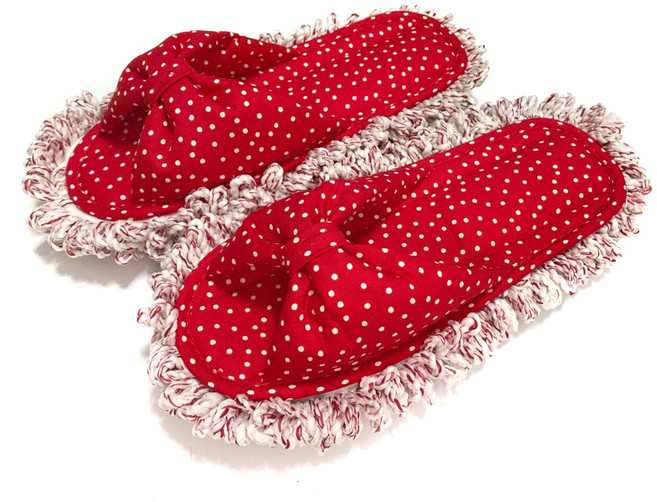 홍기실내화 도트 청소슬리퍼, 1세트, 레드