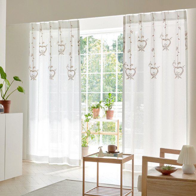 라몬떼 내추럴 린넨스타일 자수 커튼