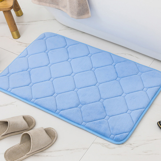 알럽홈 격자무늬 논슬립 홈 심플 매트, 스카이블루